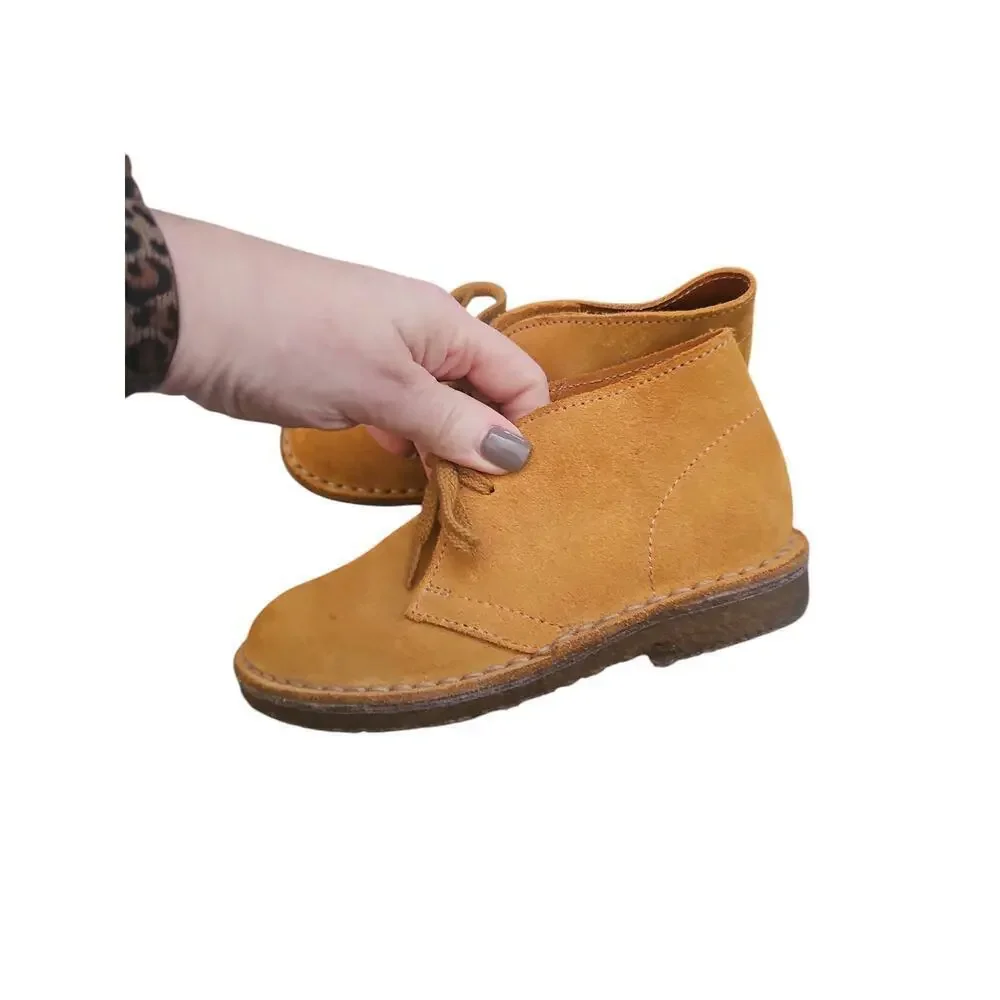 Crewcuts by J. CREW MacAlister camel cognac suede brown boots kids sz 12 $98